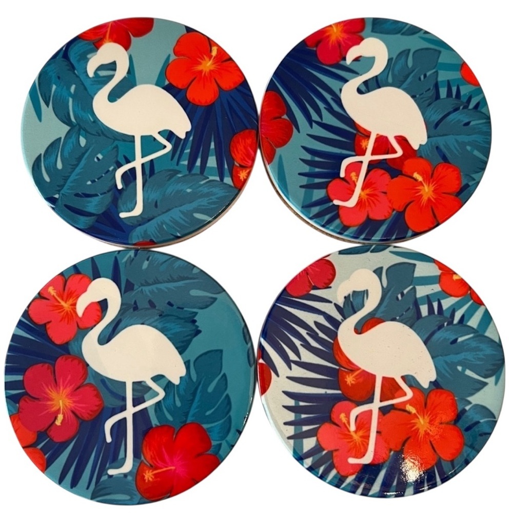 Set of 4 ceramic coasters with cork backing